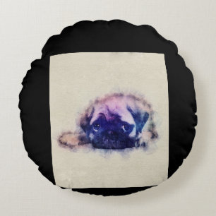 Coussins Ronds Carlin Puppy croquis Carlin Amoureux de les chiens