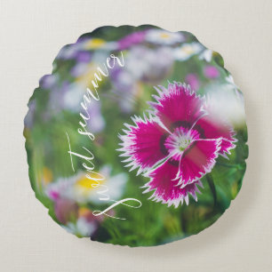 Coussins Ronds Carnation rose avec marguerites