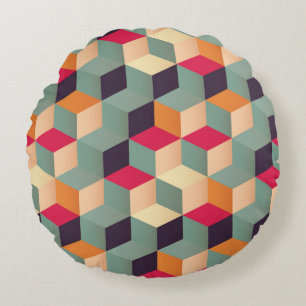Coussins Ronds Carré coloré, motif rétro géométrique .