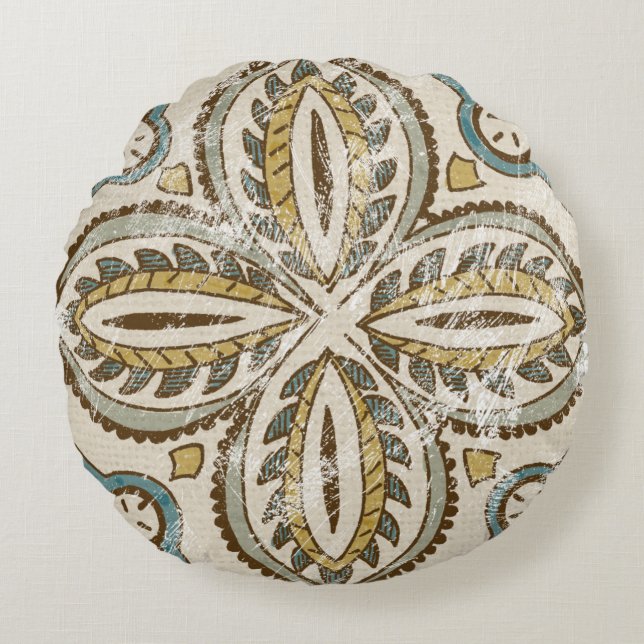 Coussins Ronds Carré Non-Embelli III de batik (Devant)