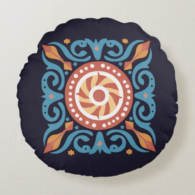 Coussins Ronds Carreau Boho (Devant)