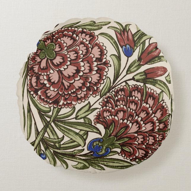 Coussins Ronds Carreau de fleur d'œillet Art antique rustique De  (Devant)
