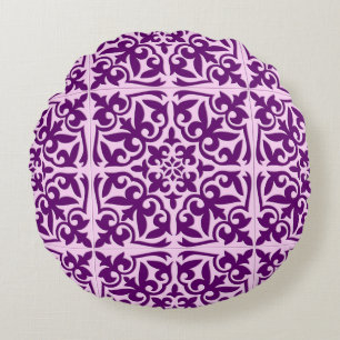 Coussins Ronds Carreau marocain - violet et orchidée