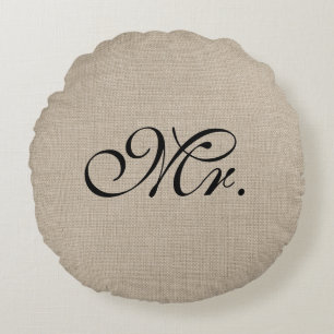 Coussins Ronds Carreau noir de M. Burlap Round