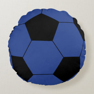 Coussins Ronds Carreau rond de ballon de football bleu