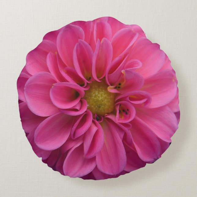 Coussins Ronds Carreau rond de dahlia rose (Dos)