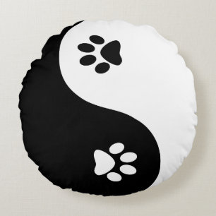 Coussins Ronds Carreau rond de pattes mignonnes de Yin Yang