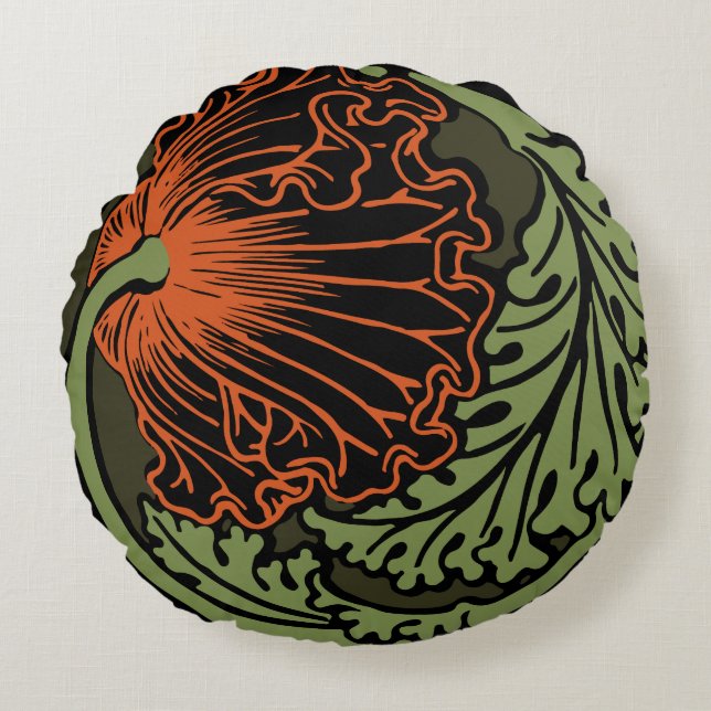 Coussins Ronds Carreau rond de vignette de pavot (16") (Devant)