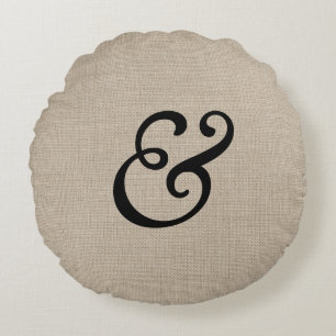 Coussins Ronds Carreau rond d'esperluète noire