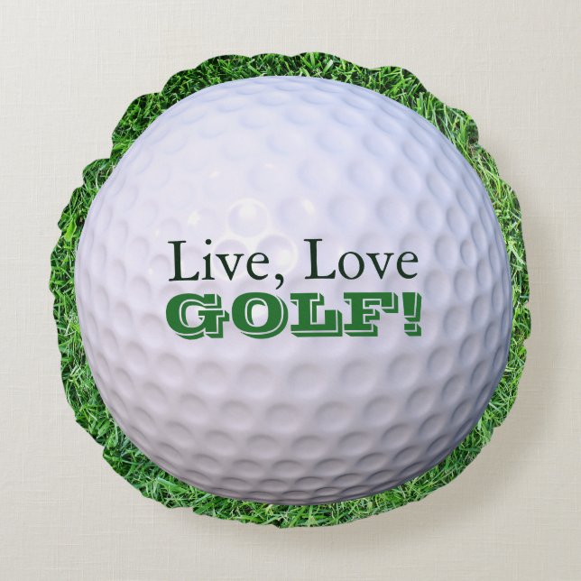 Coussins Ronds Carreau rond | vivant, amour, GOLF ! balle de golf (Devant)