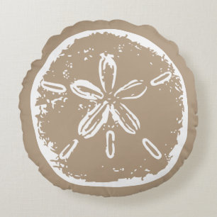 Coussins Ronds Carreau sanddollar blanc beige de coquillage de