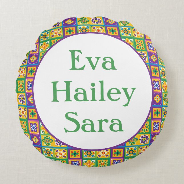 Coussins Ronds Carreaux colorés (Devant)