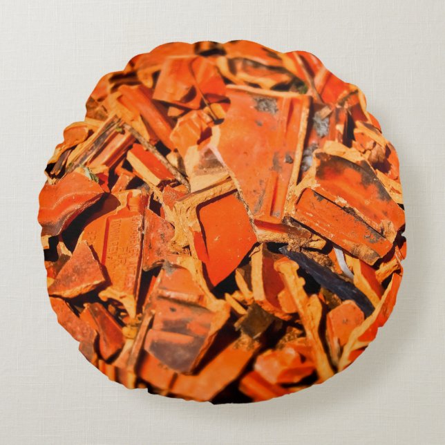 Coussins Ronds Carreaux de toit brique rouge panneaux de toit (Devant)