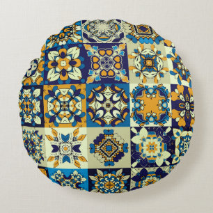 Coussins Ronds Carreaux d'ornement : Ensemble Décoratif Tradition
