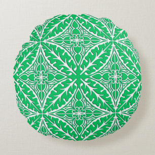 Coussins Ronds Carreaux marocains - vert jade et blanc