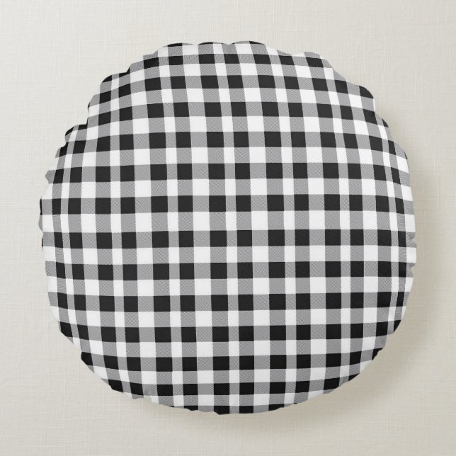 Coussins Ronds Carreaux Noir et Blanc  (Devant)