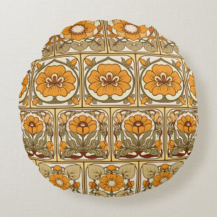 Coussins Ronds Carrelage en céramique : Style Art Nouveau.