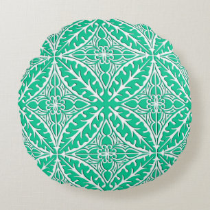 Coussins Ronds Carrelage marocain - turquoise et blanc