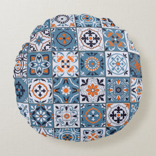 Coussins Ronds Carrelage marocain : Vintage Élégance sans Seamles