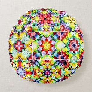 Coussins Ronds Carrelage méditerranéen, Carreaux d'encre d'alcool