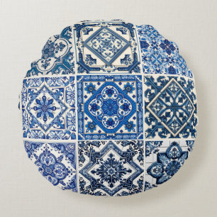 Coussins Ronds Carrelage méditerranéen, Portugais, Azulejo, Majol