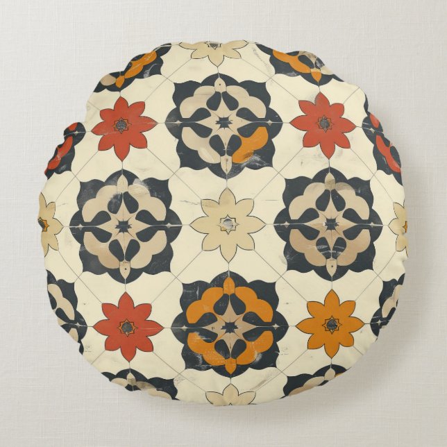 Coussins Ronds Carrelage méditerranéen rustique (Devant)