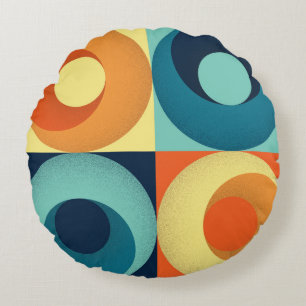 Coussins Ronds Carrés et cercles rétro : Motif des années 60
