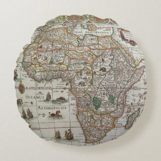 Coussins Ronds Carte ancienne du monde de l'Afrique par Blaeu, ve