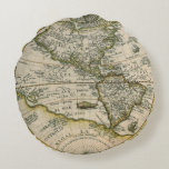Coussins Ronds Carte antique, 1596, America Sive Novus Orbis<br><div class="desc">Illustration vintage carte du monde antique représentant les Amériques, 1596 par le cartographe Theodorus de Bry (1528-1598). La carte de 1596 de Theodore de Bry, America sive Novus Orbis, America or the New World, identifie l’Amérique du Nord comme "America Mexicana" et l’Amérique du Sud comme "America Peruana". Ces noms géographiques...</div>