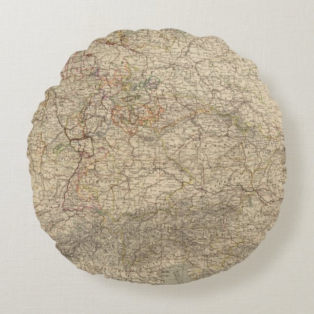 Coussins Ronds Carte d'atlas de l'Allemagne (Devant)