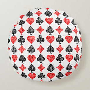 Coussins Ronds Carte de jeu noir/blanc/rouge Tous les symboles Li