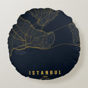 Coussins Ronds Carte de la ville d'Istanbul Turquie Notebook Desi