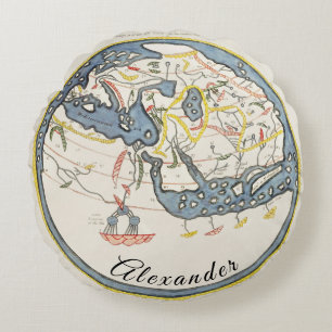 Coussins Ronds Carte de navigation rustique personnalisée vintage