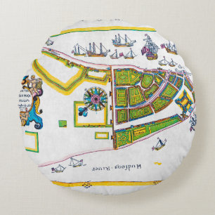 Coussins Ronds Carte de New Amsterdam, 1661