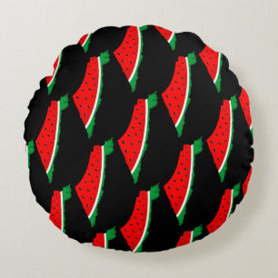 Coussins Ronds Carte de Palestine Watermelon Symbole de la libert