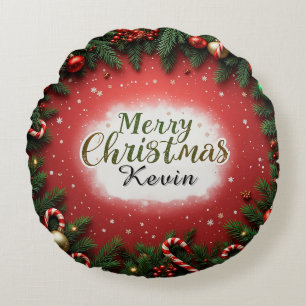 Coussins Ronds Carte de vœux festive de Noël avec décorations