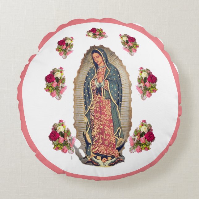 Coussins Ronds Carte de voeux pliée Notre-Dame de Guadalupe (Devant)