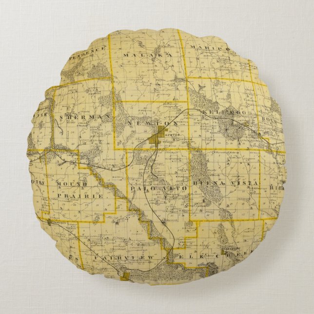 Coussins Ronds Carte du comté de Jasper, état de l'Iowa (Devant)