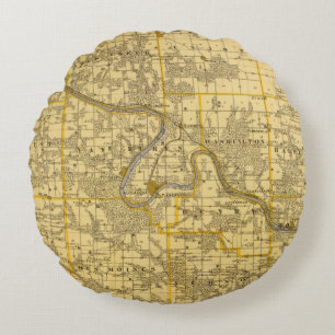 Coussins Ronds Carte du comté de Van Buren, état de l'Iowa