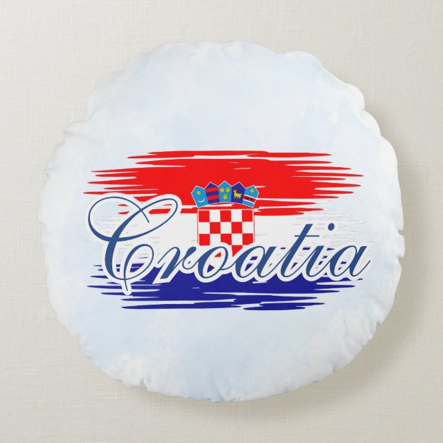 Coussins Ronds Carte du drapeau de la Croatie (Devant)