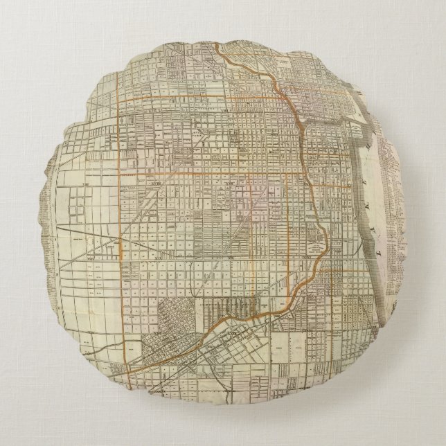 Coussins Ronds Carte du guide de Blanchard de Chicago (Devant)