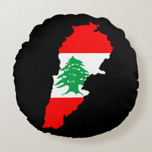 Coussins Ronds Carte du Liban avec aimant en pierre de drapeau