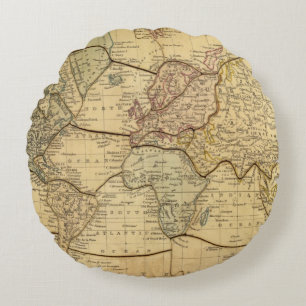 Coussins Ronds Carte du monde sur la projection de Mercators