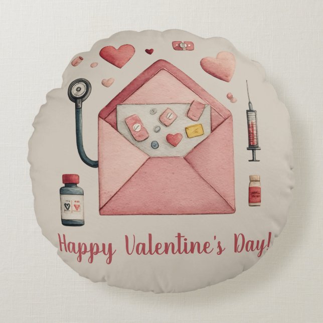 Coussins Ronds Carte postale de conception de la Saint-Valentin s (Devant)