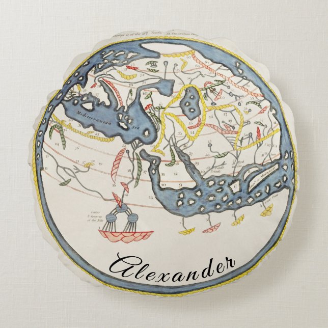 Coussins Ronds Carte Vintage marine russe personnalisée (Devant)