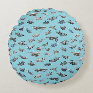 Coussins Ronds Cartographie avions militaires sans couture motif