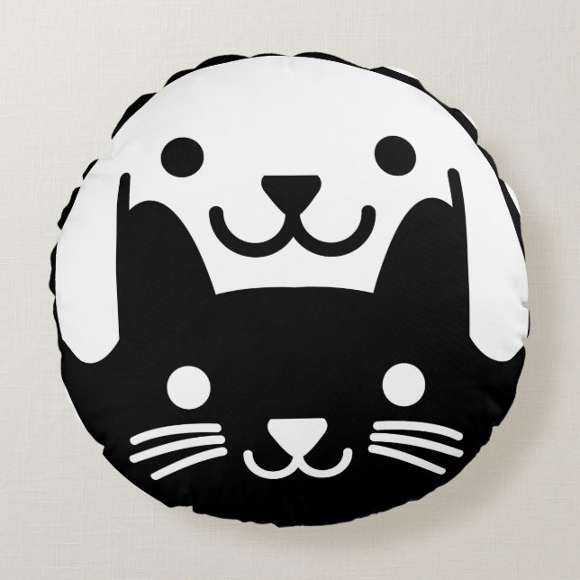 Coussins Ronds Cat Dog Yin Yang Pet (Devant)