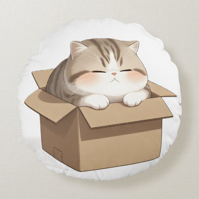 Coussins Ronds Cat in the Box  (Devant)