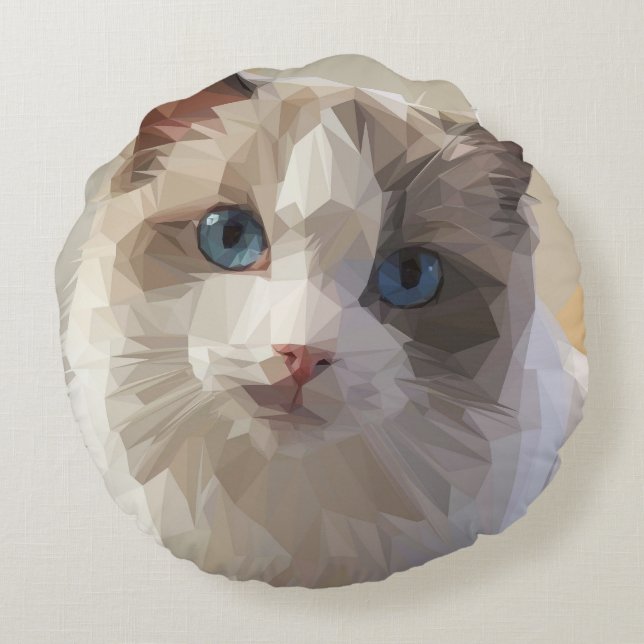 Coussins Ronds Cat Lowpoly (Dos)
