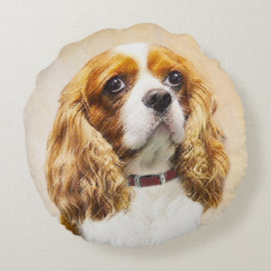 Coussins Ronds Cavalier King Charles Spaniel Peinture originale